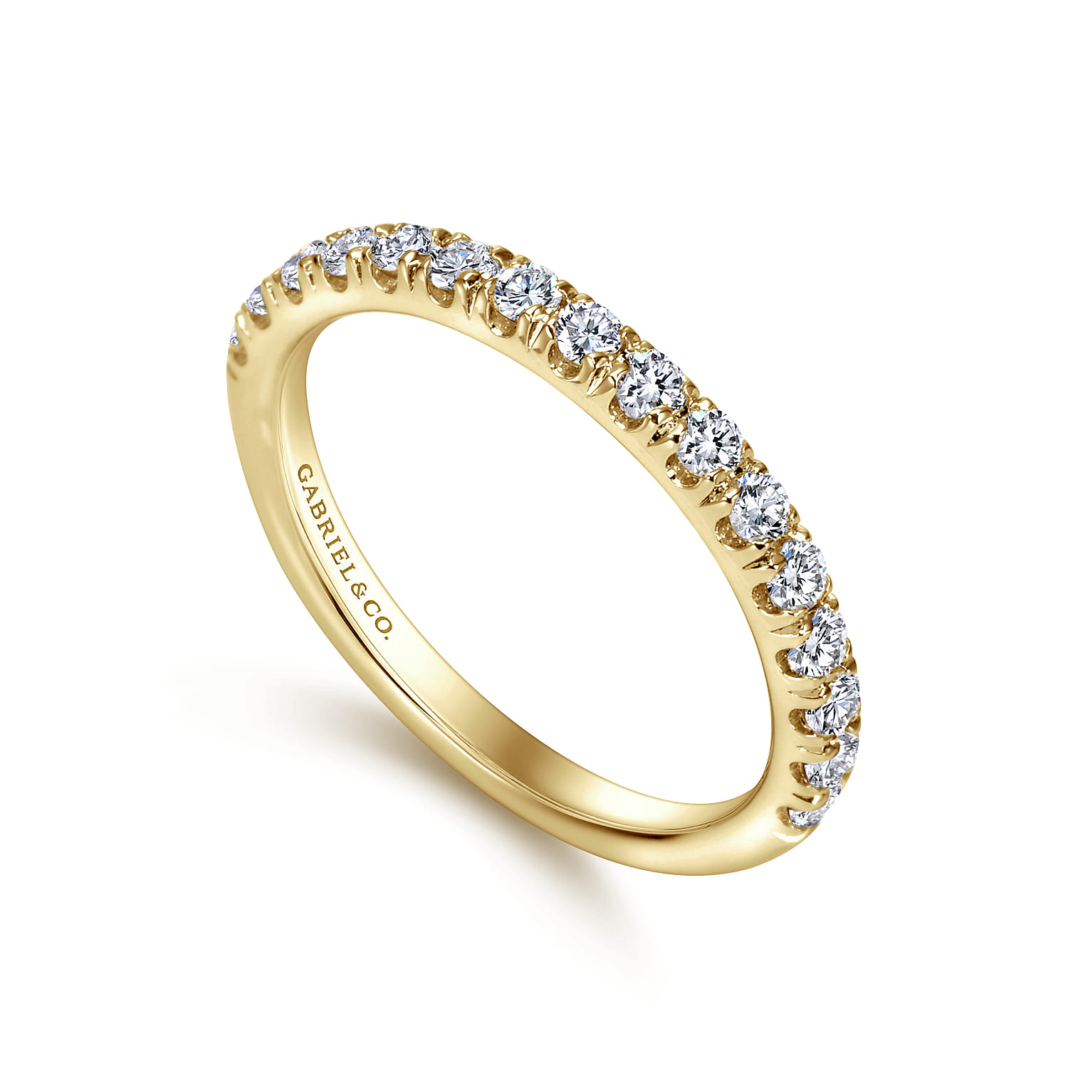 Straight Wedding Ring in 14k Yellow Gold with Round Natural Diamond at Gabriel & Co. - Shot 3