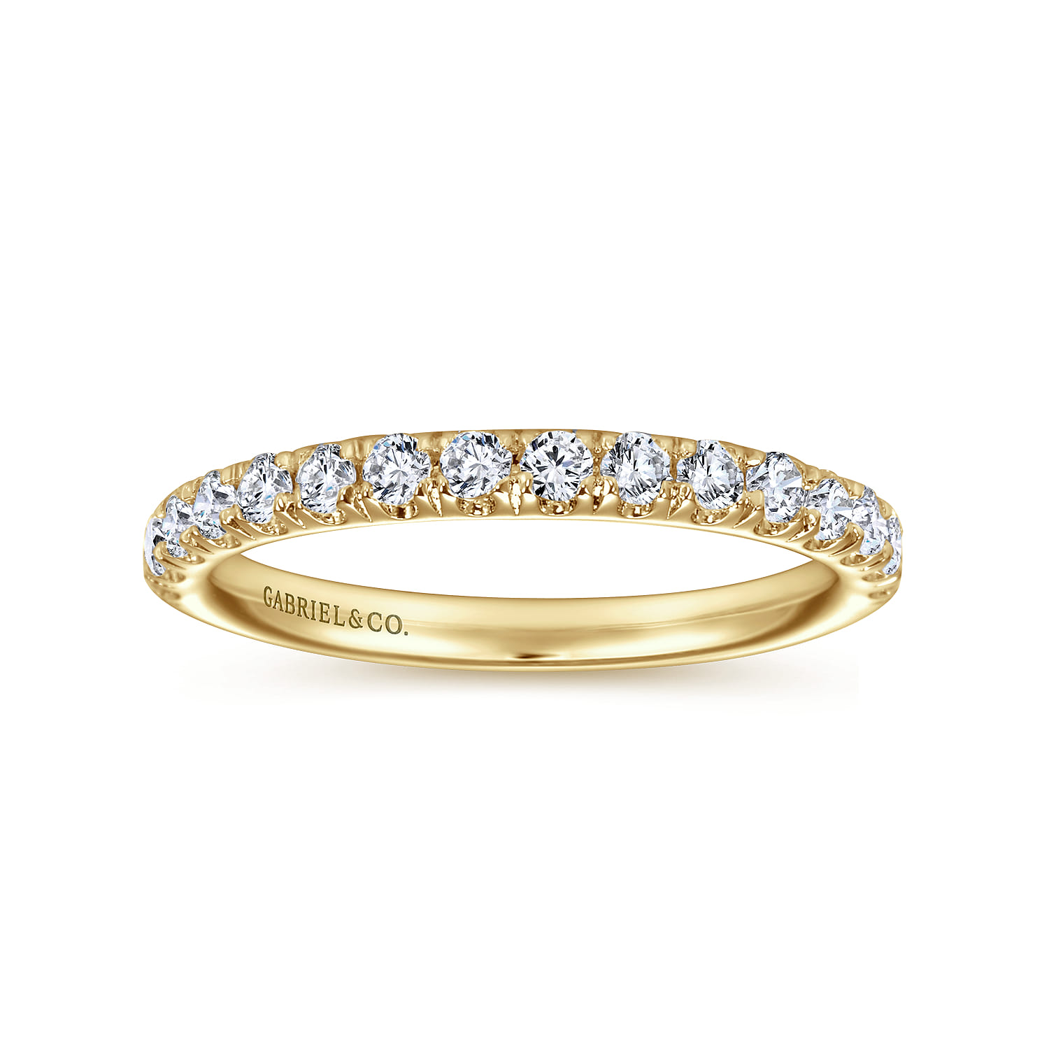 Straight Wedding Ring in 14k Yellow Gold with Round Natural Diamond at Gabriel & Co. - Shot 4