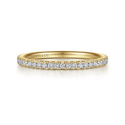 Madrid - 14K Yellow Gold French Pave Diamond Wedding Band