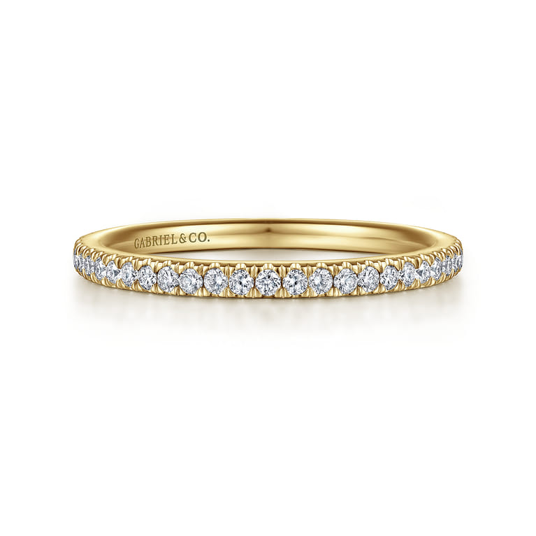 Straight Wedding Ring in 14k Yellow Gold with Round Natural Diamond at Gabriel & Co. - Shot 1