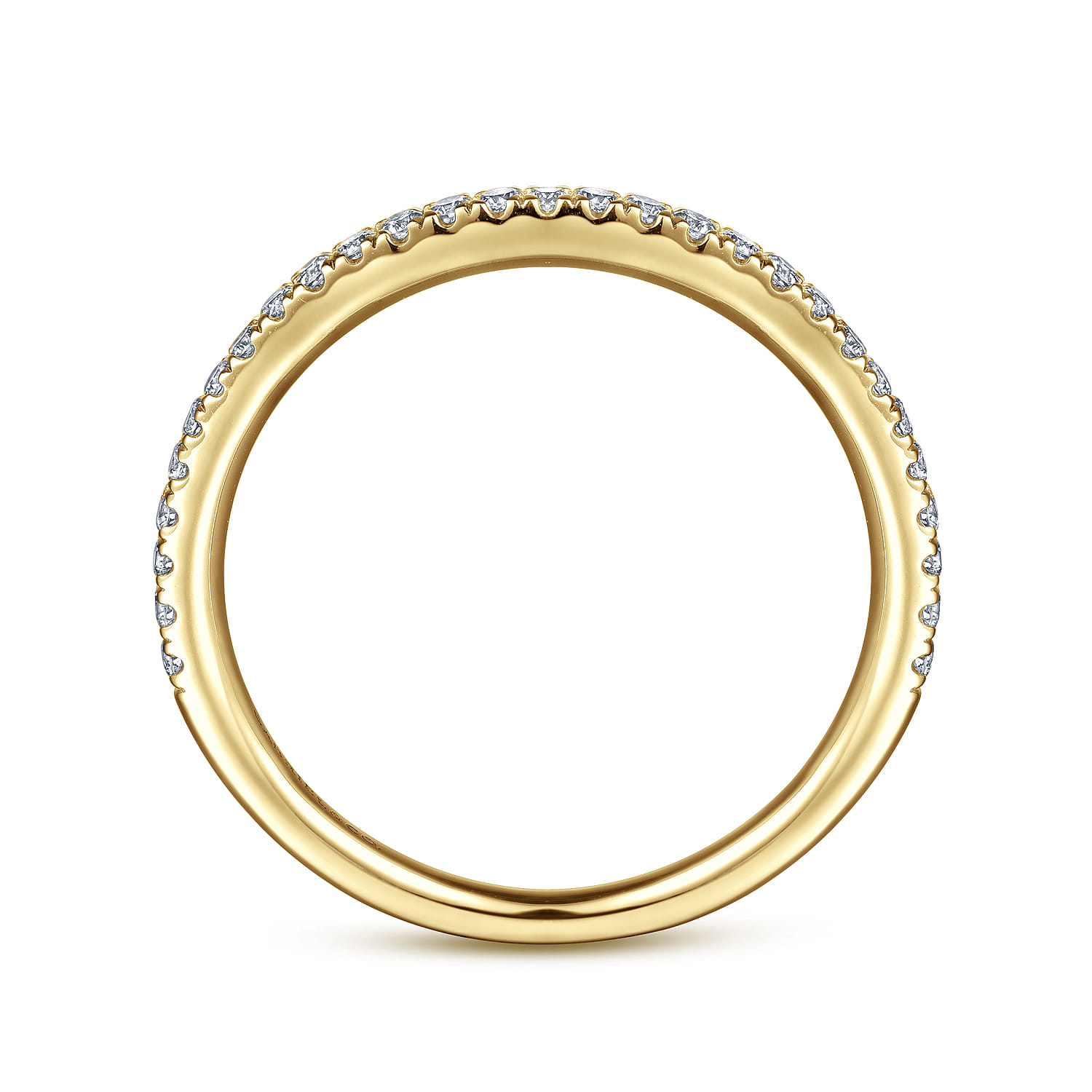 Straight Wedding Ring in 14k Yellow Gold with Round Natural Diamond at Gabriel & Co. - Shot 2