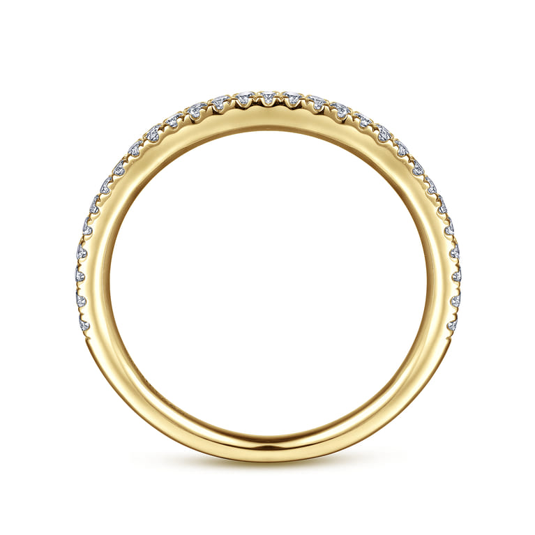 Straight Wedding Ring in 14k Yellow Gold with Round Natural Diamond at Gabriel & Co. - Shot 2