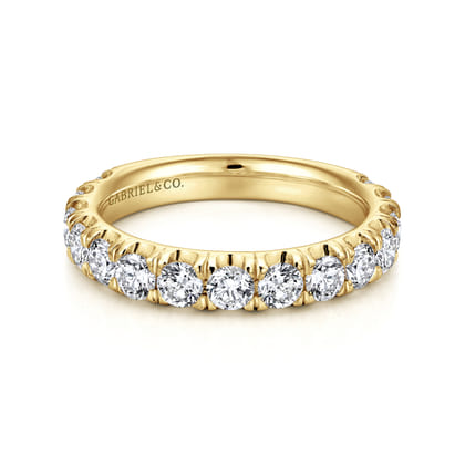 Madrid - 14K Yellow Gold French Pave Set Diamond Wedding Band