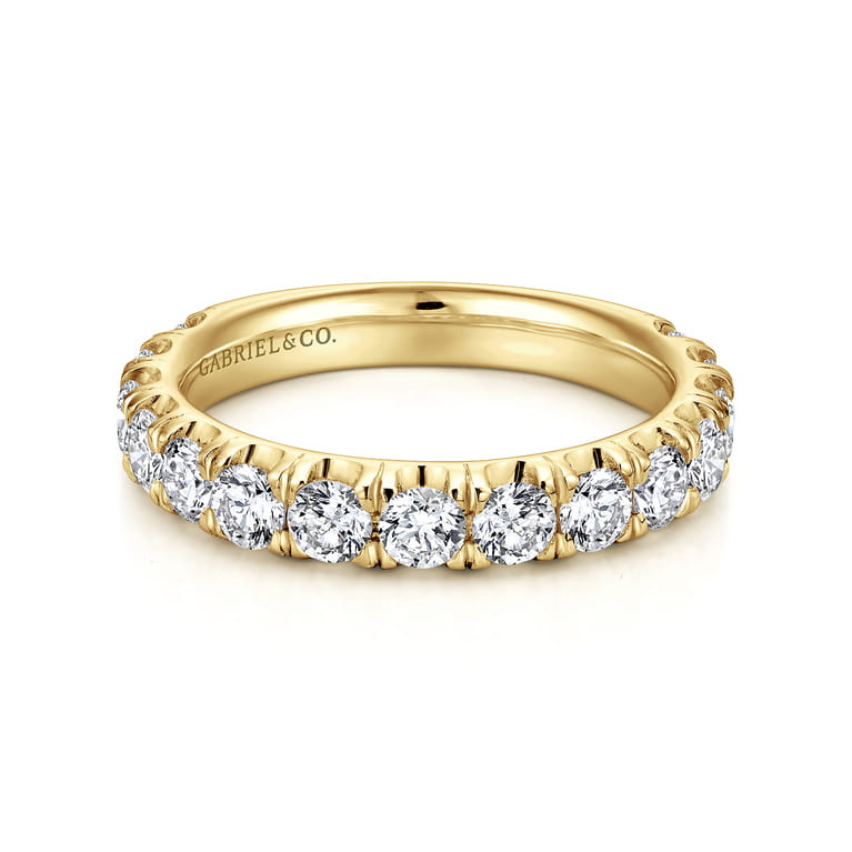Straight Wedding Ring in 14k Yellow Gold with Round Natural Diamond at Gabriel & Co. - Shot 1