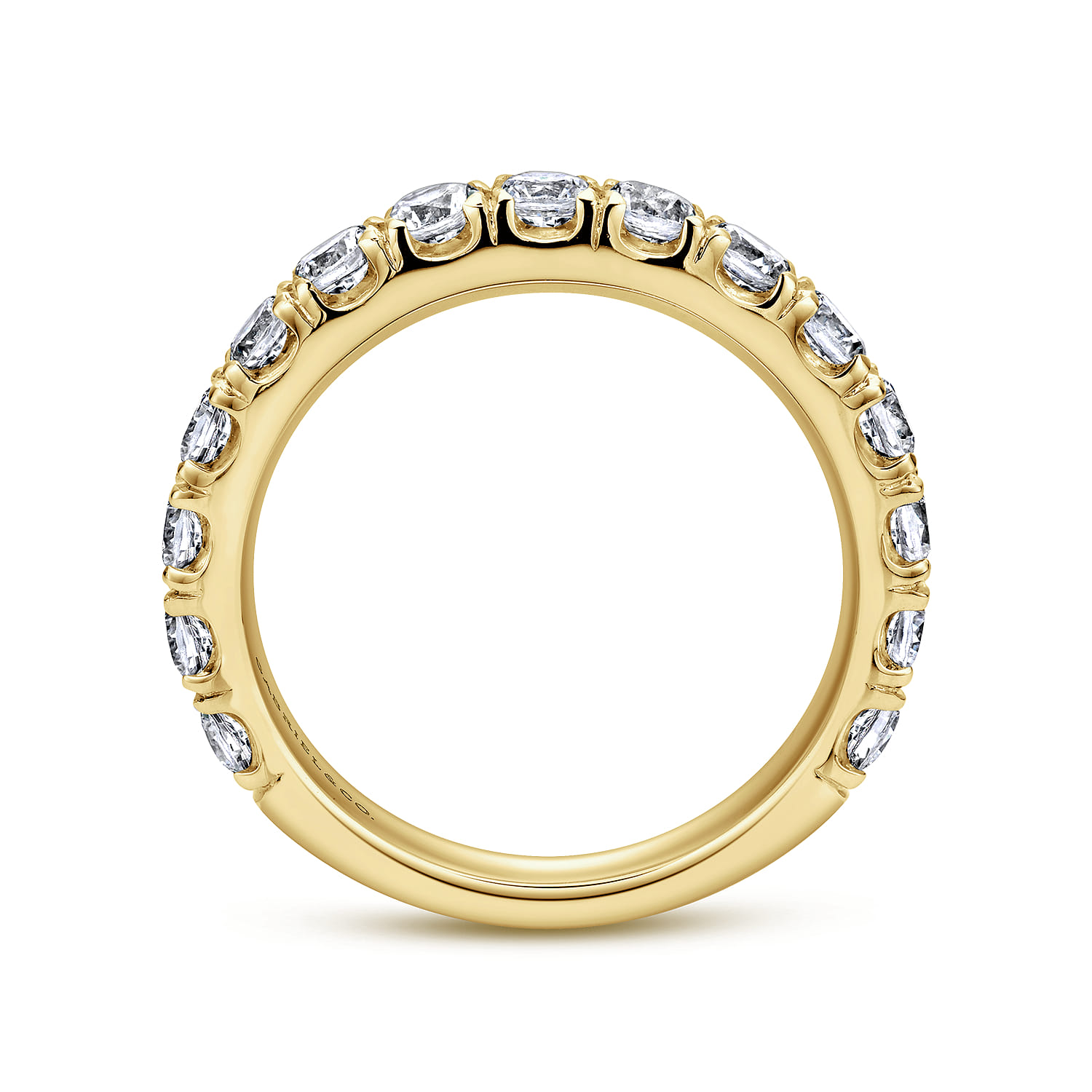 Straight Wedding Ring in 14k Yellow Gold with Round Natural Diamond at Gabriel & Co. - Shot 2