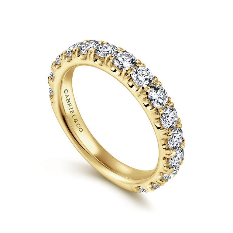 Straight Wedding Ring in 14k Yellow Gold with Round Natural Diamond at Gabriel & Co. - Shot 3