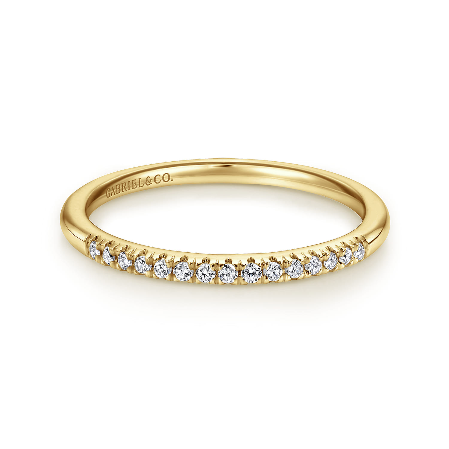Straight Wedding Ring in 14k Yellow Gold with Round Natural Diamond at Gabriel & Co. - Shot 1