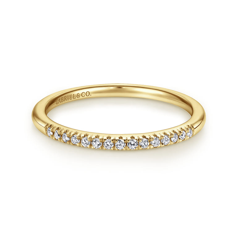 Straight Wedding Ring in 14k Yellow Gold with Round Natural Diamond at Gabriel & Co. - Shot 1