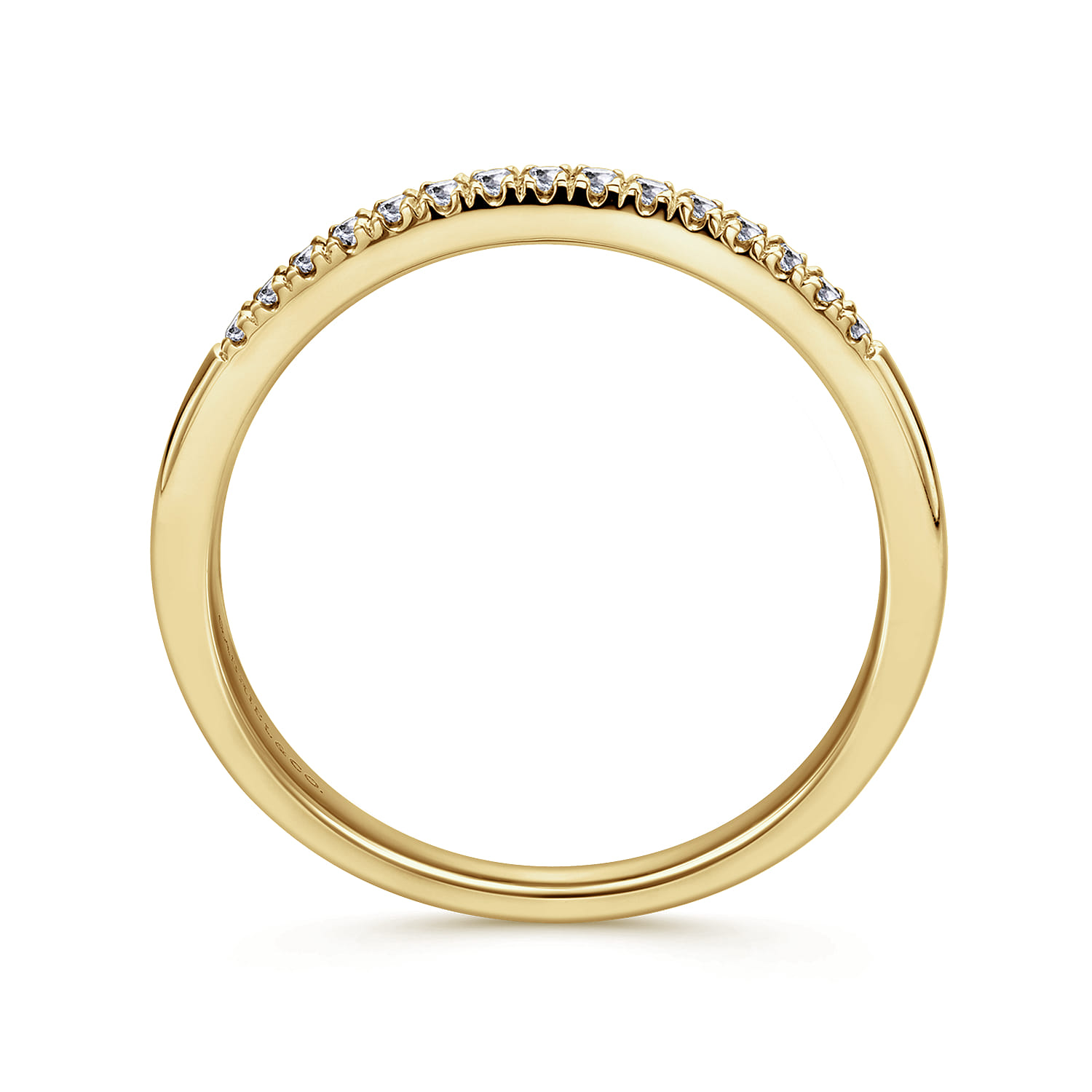 Straight Wedding Ring in 14k Yellow Gold with Round Natural Diamond at Gabriel & Co. - Shot 2