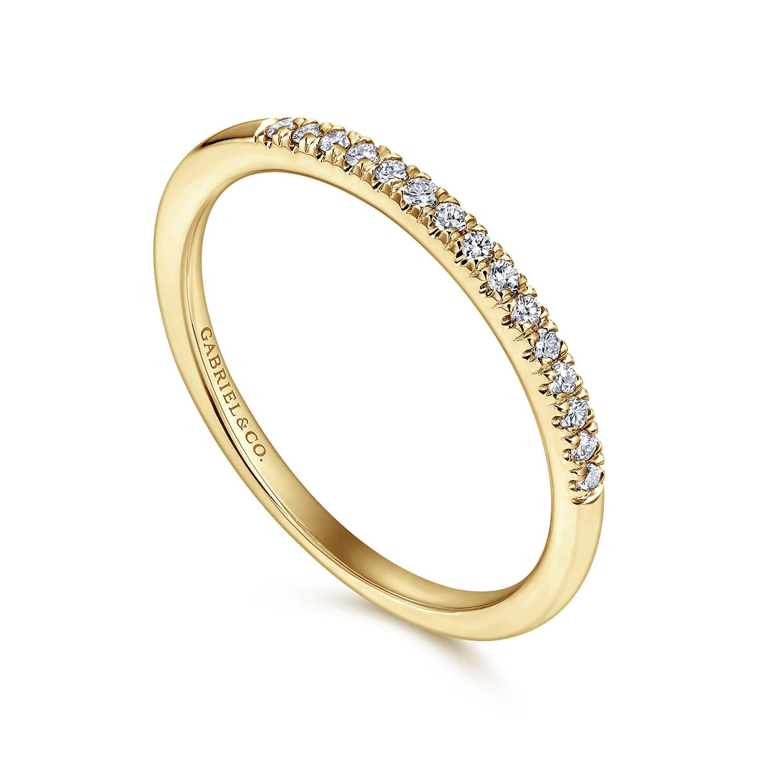 Straight Wedding Ring in 14k Yellow Gold with Round Natural Diamond at Gabriel & Co. - Shot 3