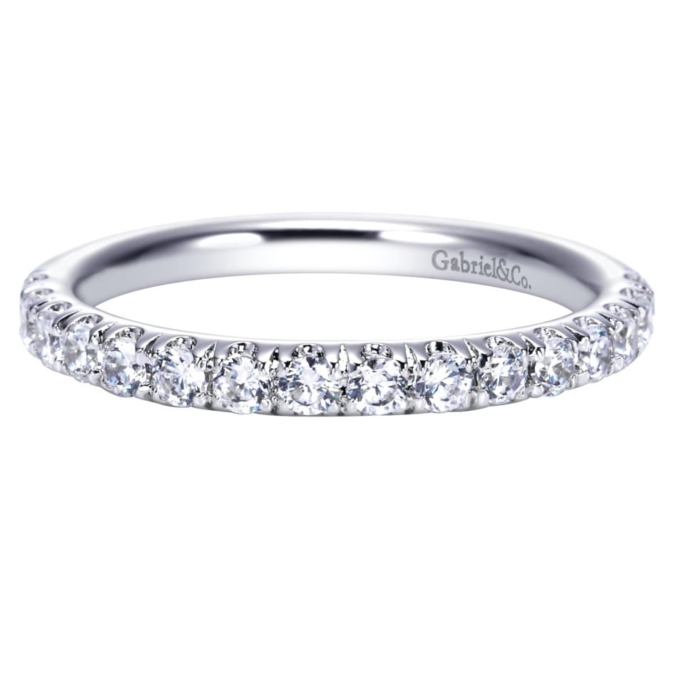 Straight Wedding Ring in Platinum with Round Natural Diamond at Gabriel & Co. - Shot 1