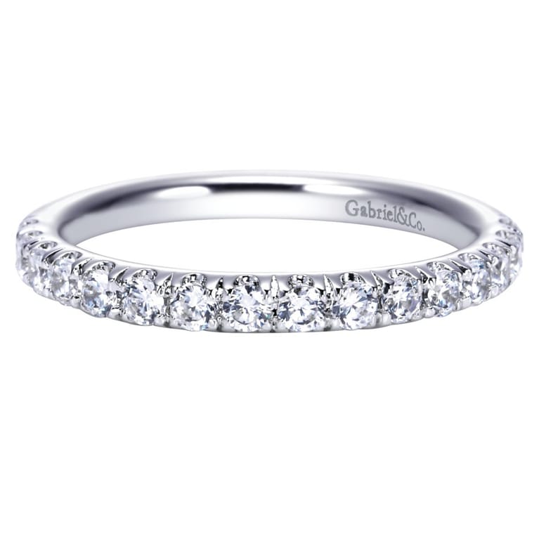 Straight Wedding Ring in Platinum with Round Natural Diamond at Gabriel & Co. - Shot 1
