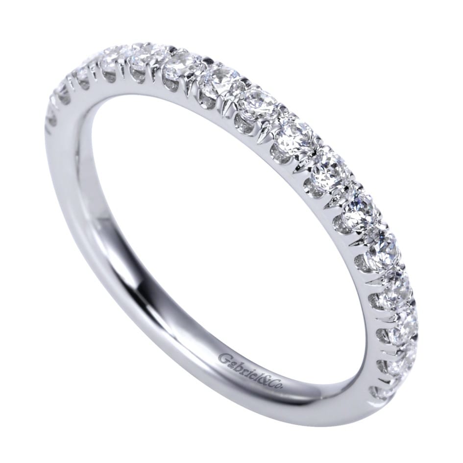 Straight Wedding Ring in Platinum with Round Natural Diamond at Gabriel & Co. - Shot 3