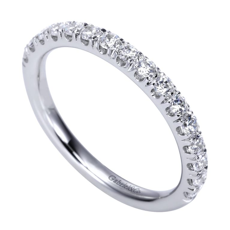 Straight Wedding Ring in Platinum with Round Natural Diamond at Gabriel & Co. - Shot 3