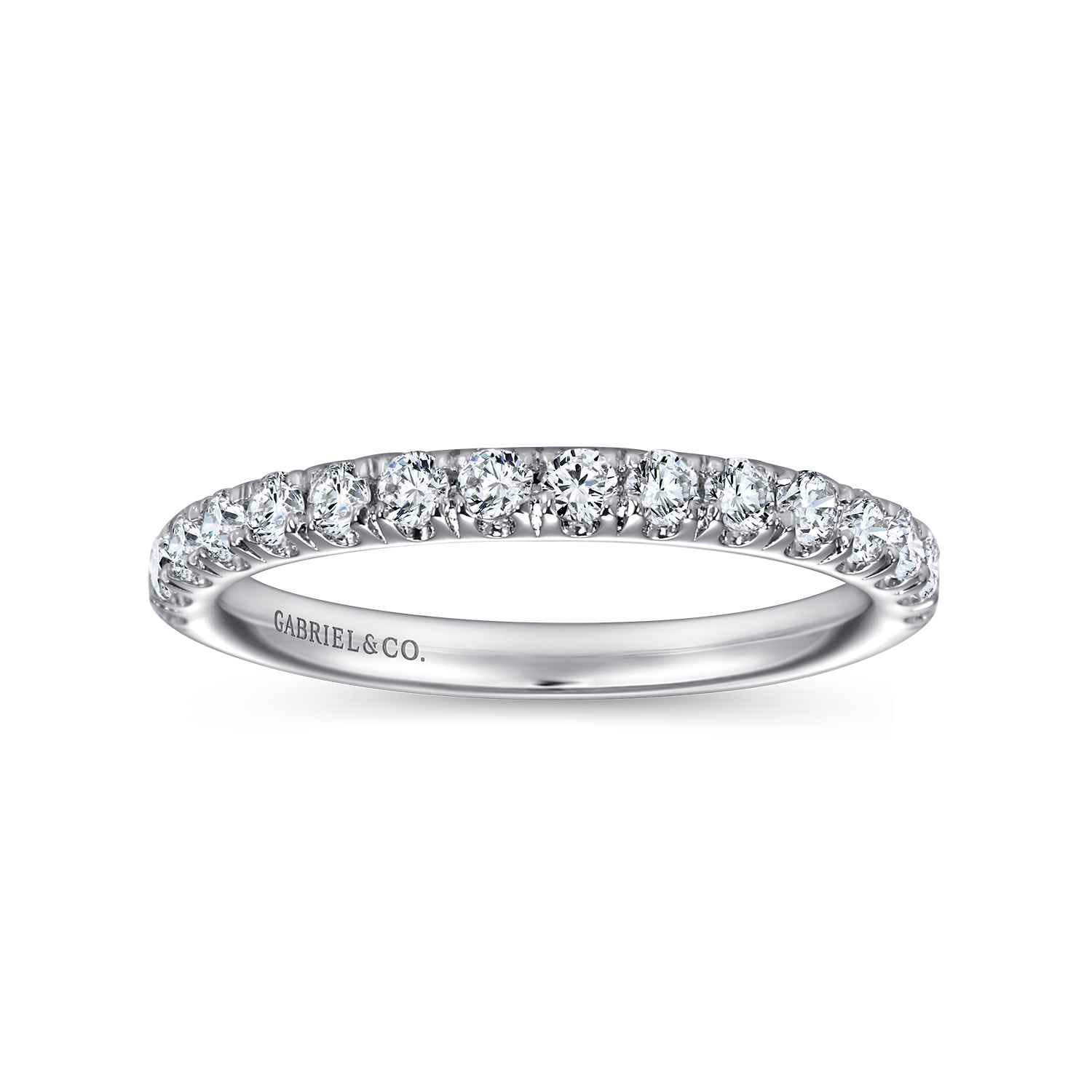 Straight Wedding Ring in Platinum with Round Natural Diamond at Gabriel & Co. - Shot 4