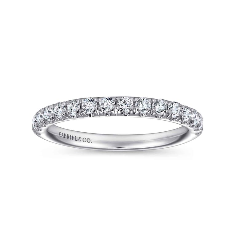 Straight Wedding Ring in Platinum with Round Natural Diamond at Gabriel & Co. - Shot 4