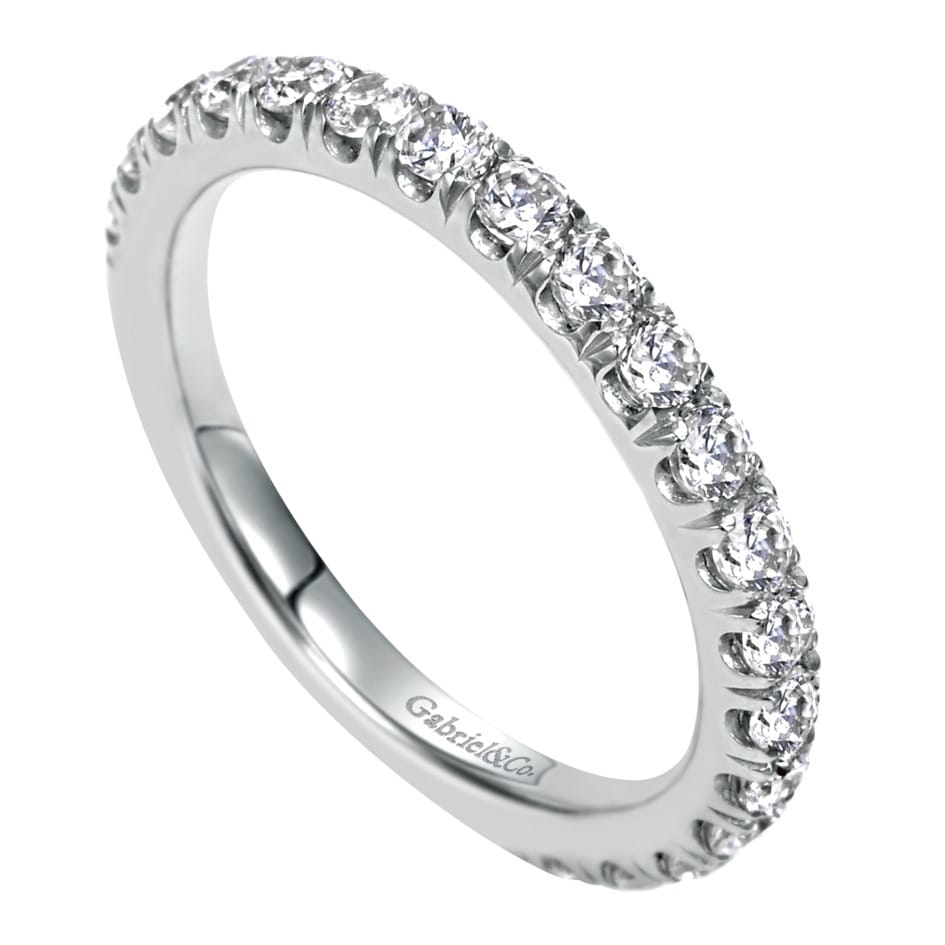 Straight Wedding Ring in Platinum with Round Natural Diamond at Gabriel & Co. - Shot 3
