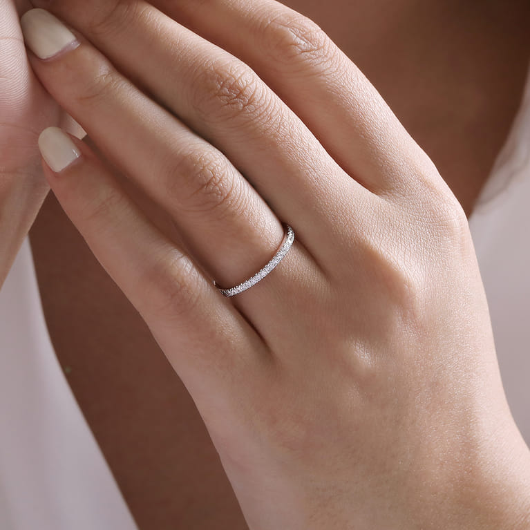 Straight Wedding Ring in Platinum with Round Natural Diamond at Gabriel & Co. - Shot 5