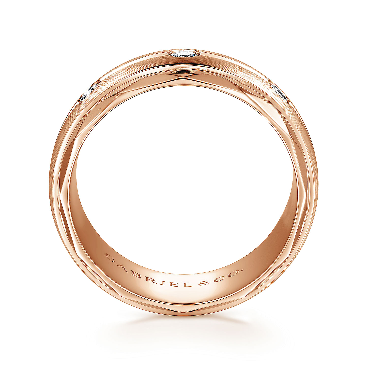 Magnus - 14K Rose Gold Diamond Men's Wedding Ring in Satin Finish