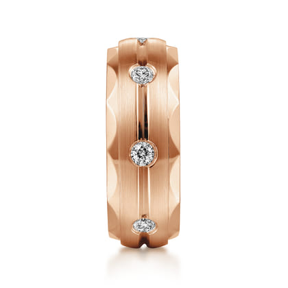 Magnus - 14K Rose Gold Diamond Men's Wedding Ring in Satin Finish
