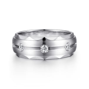 Magnus - 14K White Gold Diamond Men's Wedding Ring in Satin Finish