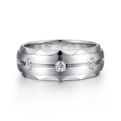 Magnus - 14K White Gold Diamond Men's Wedding Ring in Satin Finish