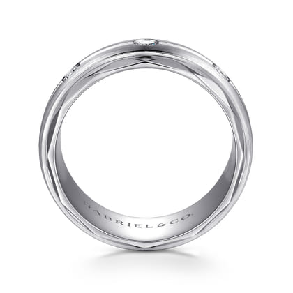Magnus - 14K White Gold Diamond Men's Wedding Ring in Satin Finish