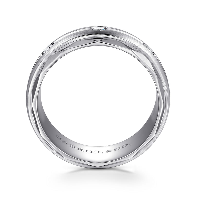 Magnus - 14K White Gold Diamond Men's Wedding Ring in Satin Finish - 0.5 ct - Shot 2