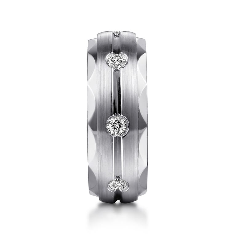 Magnus - 14K White Gold Diamond Men's Wedding Ring in Satin Finish - 0.5 ct - Shot 4