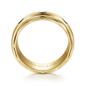 Magnus - 14K Yellow Gold Black Diamond Men's Wedding Ring in Satin Finish