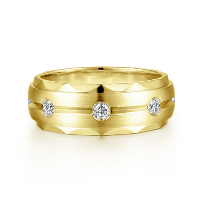 Magnus - 14K Yellow Gold Diamond Men's Wedding Ring in Satin Finish