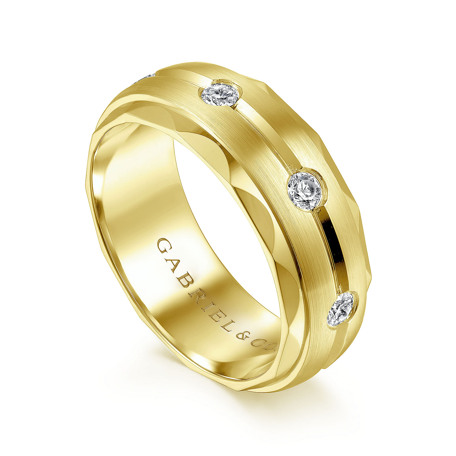 Magnus - 14K Yellow Gold Diamond Men's Wedding Ring in Satin Finish - 0.5 ct - Shot 3