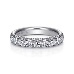 Malaga - 14K White Gold 9 Stone French Pave Diamond Wedding Band