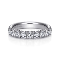 Malaga - 14K White Gold 9 Stone French Pave Diamond Wedding Band