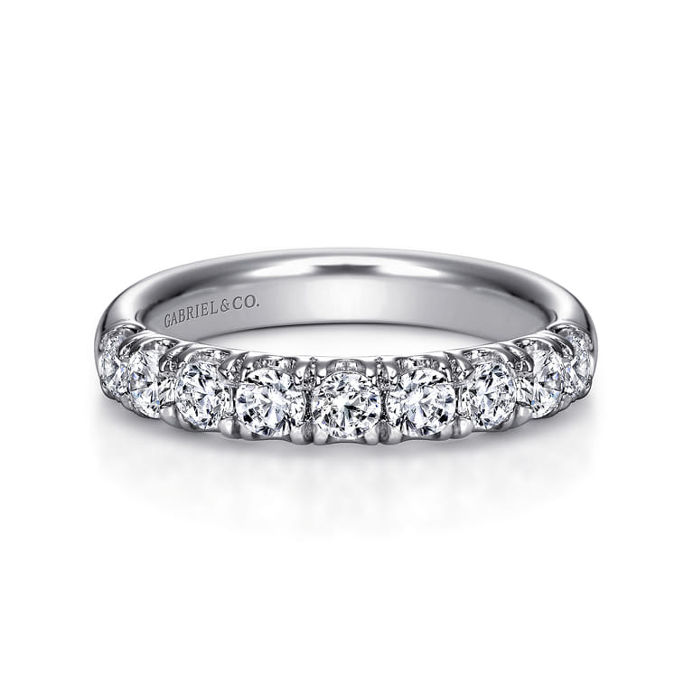 Straight Wedding Ring in 14k White Gold with Round Natural Diamond at Gabriel & Co. - Shot 1