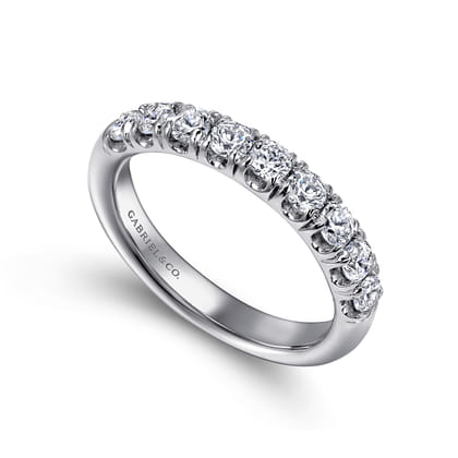 Malaga - 14K White Gold 9 Stone French Pave Diamond Wedding Band