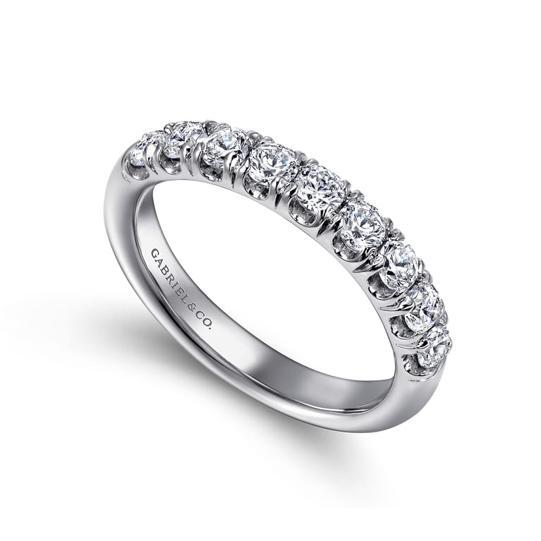 Straight Wedding Ring in 14k White Gold with Round Natural Diamond at Gabriel & Co. - Shot 3