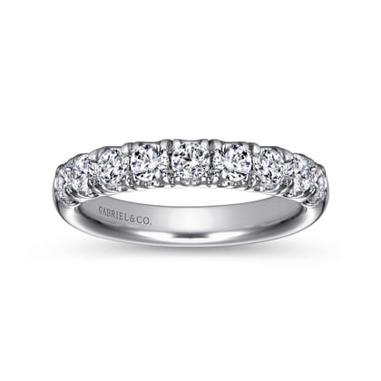 Malaga - 14K White Gold 9 Stone French Pave Diamond Wedding Band