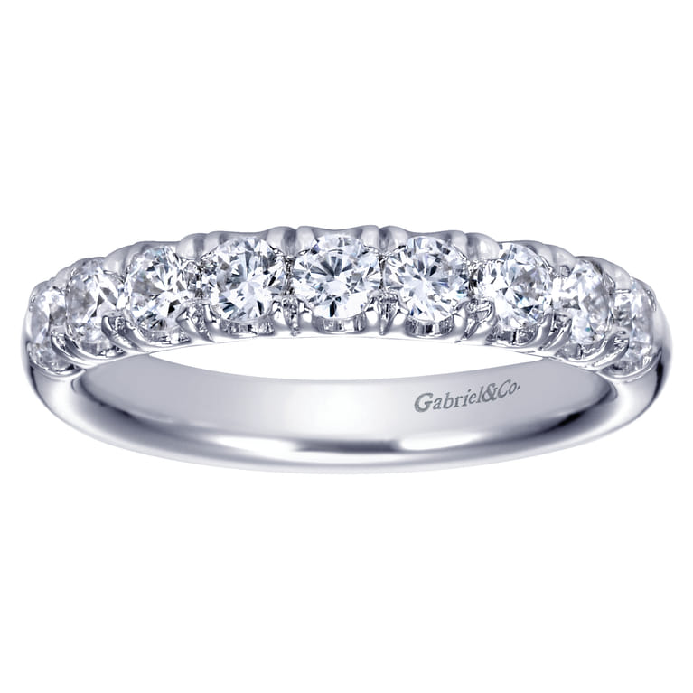 Straight Wedding Ring in 14k White Gold with Round Natural Diamond at Gabriel & Co. - Shot 5