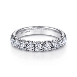 Malaga - 14K White Gold 9 Stone French Pave Diamond Wedding Band