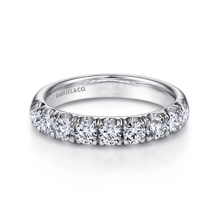 Straight Wedding Ring in 14k White Gold with Round Natural Diamond at Gabriel & Co. - Shot 1
