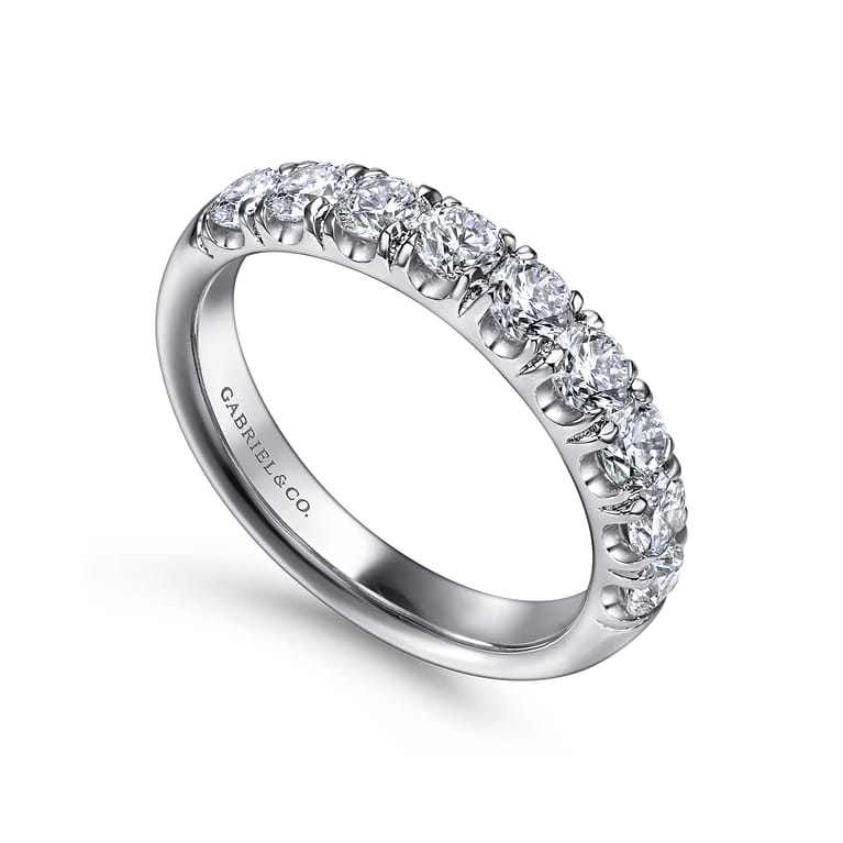 Straight Wedding Ring in 14k White Gold with Round Natural Diamond at Gabriel & Co. - Shot 3