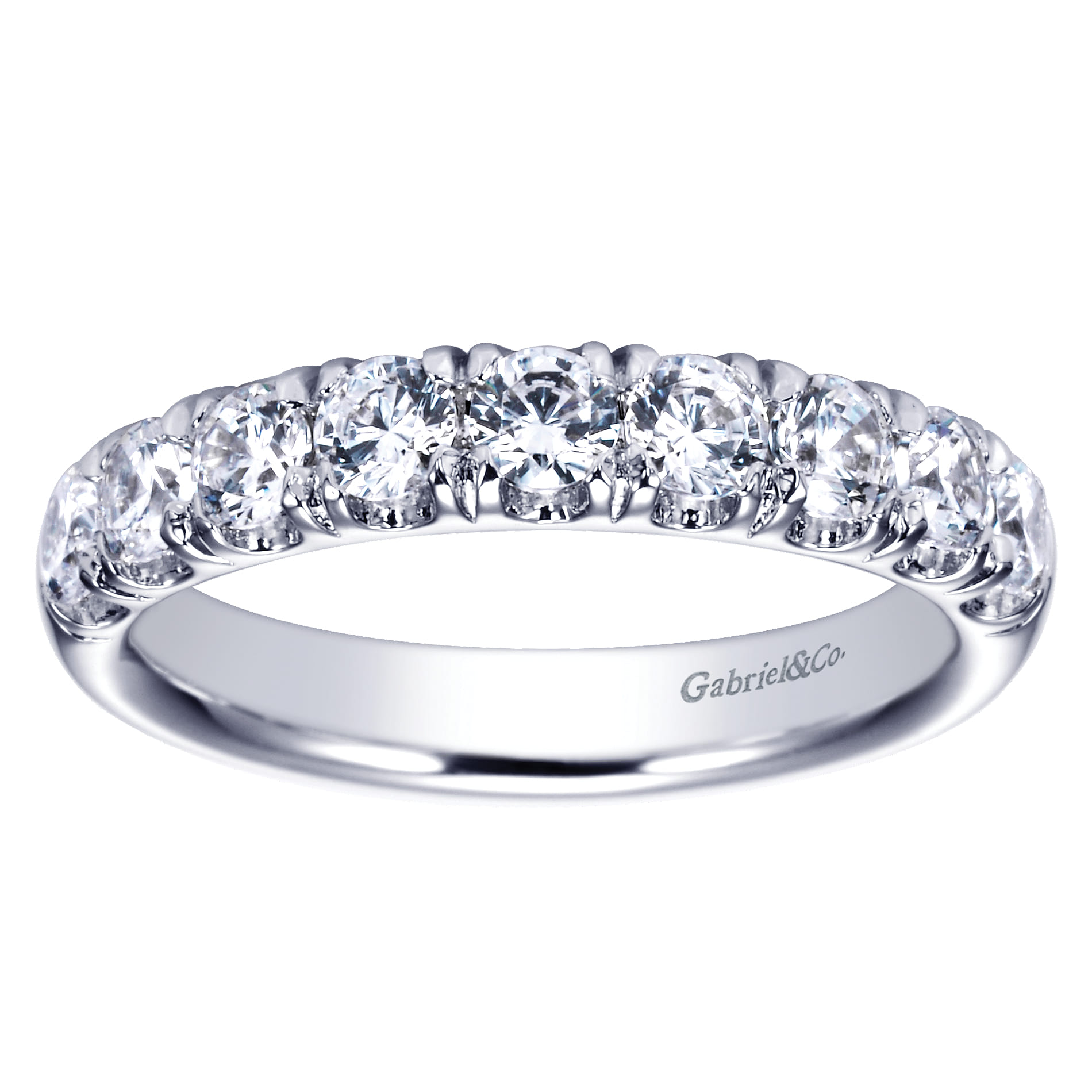 Straight Wedding Ring in 14k White Gold with Round Natural Diamond at Gabriel & Co. - Shot 5