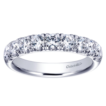 Malaga - 14K White Gold 9 Stone French Pave Diamond Wedding Band