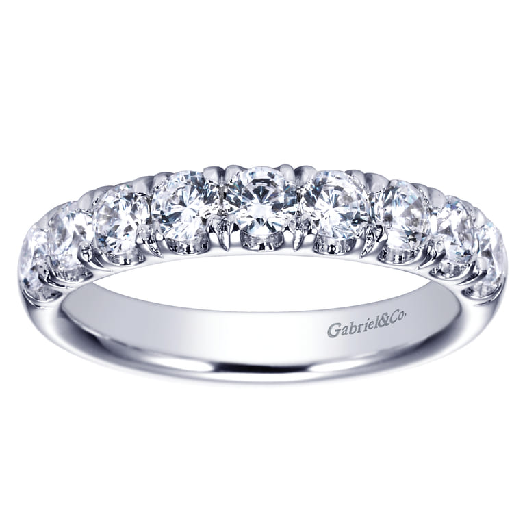 Straight Wedding Ring in 14k White Gold with Round Natural Diamond at Gabriel & Co. - Shot 5