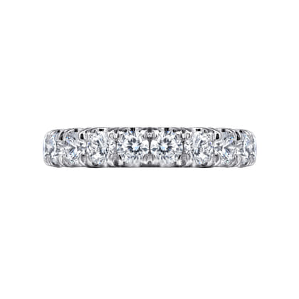 Malaga - 14K White Gold 9 Stone French Pave Diamond Wedding Band