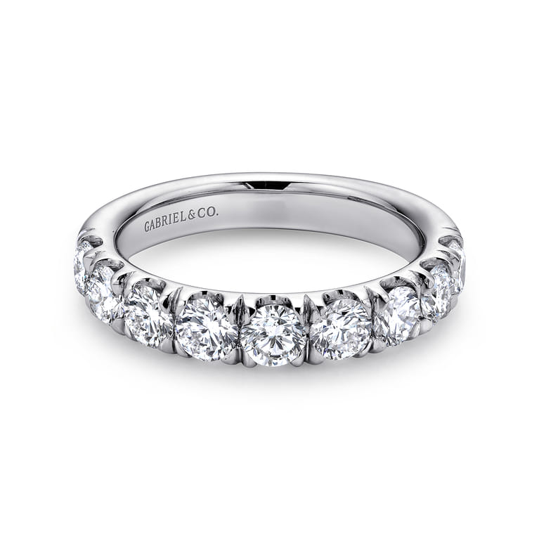 Straight Wedding Ring in 14k White Gold with Round Natural Diamond at Gabriel & Co. - Shot 1