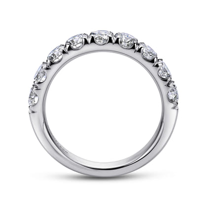 Malaga - 14K White Gold 9 Stone French Pave Set Diamond Wedding Band