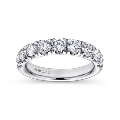 Malaga - 14K White Gold 9 Stone French Pave Set Diamond Wedding Band