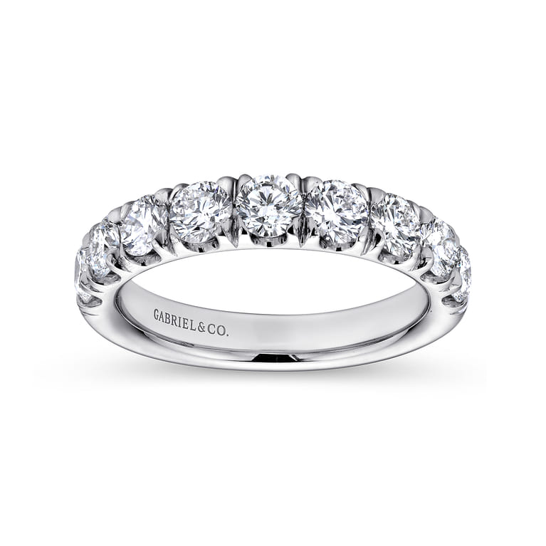 Straight Wedding Ring in 14k White Gold with Round Natural Diamond at Gabriel & Co. - Shot 4